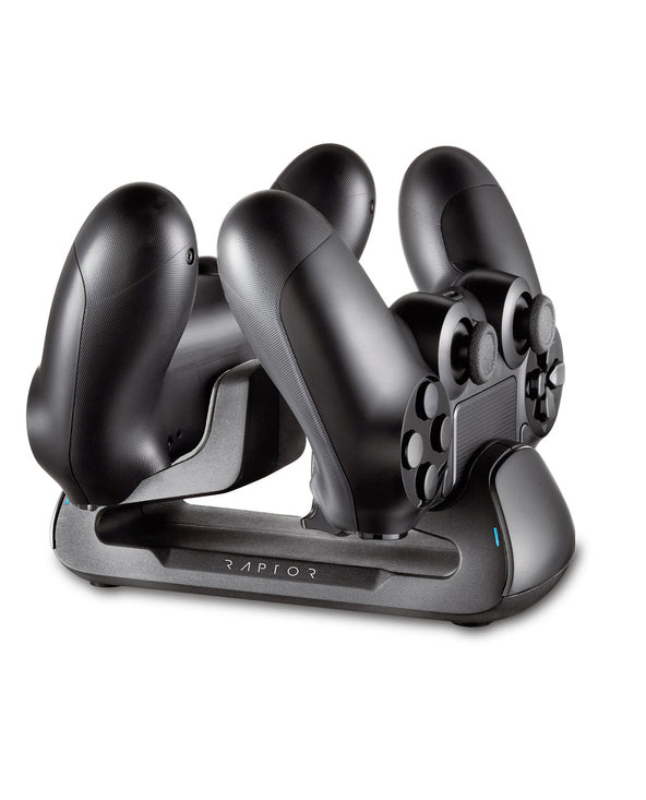 Raptor Gaming - Chargeur double noir pour manettes PS4 DualSense - flash vidéo