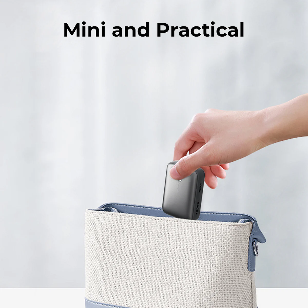 Aukey - Spark Mini 10000mAh 20W Powerbank Blanche USB-C/USB-A - flash vidéo