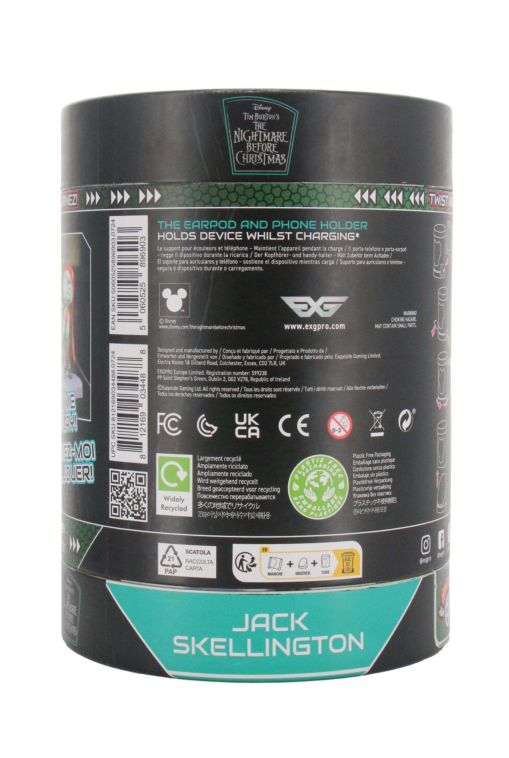 Cable Guys Holdems - Disney - L'Étrange Noël de monsieur Jack - Support pour écouteurs et téléphone Jack Skellington - flash vidéo