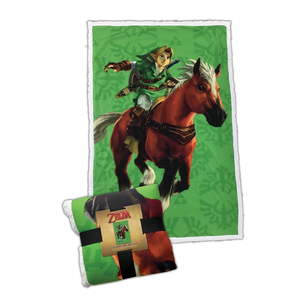 The Legend of Zelda : Ocarina of Time - Plaid Sherpa Link et Epona (100x150cm) - flash vidéo