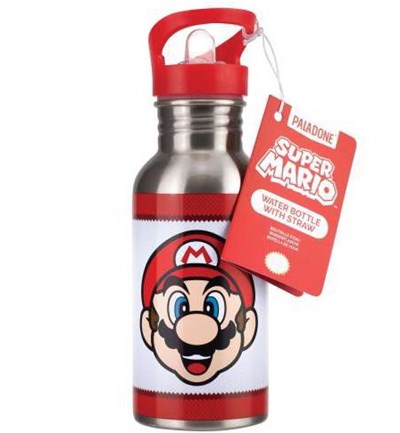 Nintendo - Super Mario - Bouteille d'eau en métal Super Mario avec paille 500ml - flash vidéo