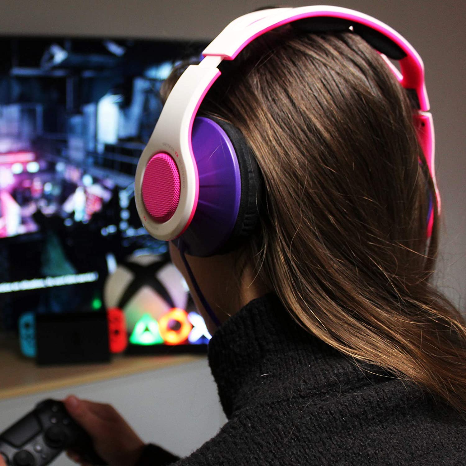 Gioteck - Casque stéréo Game & Go TX30 Rose pour Switch, PS5, PS4, Xbox Series, Xbox One et Mobile - flash vidéo
