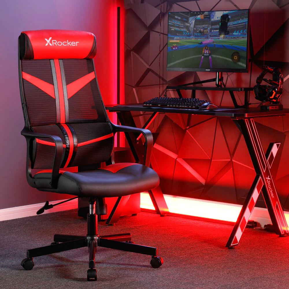 X Rocker - Chaise de jeu compacte Helix Rouge - flash vidéo