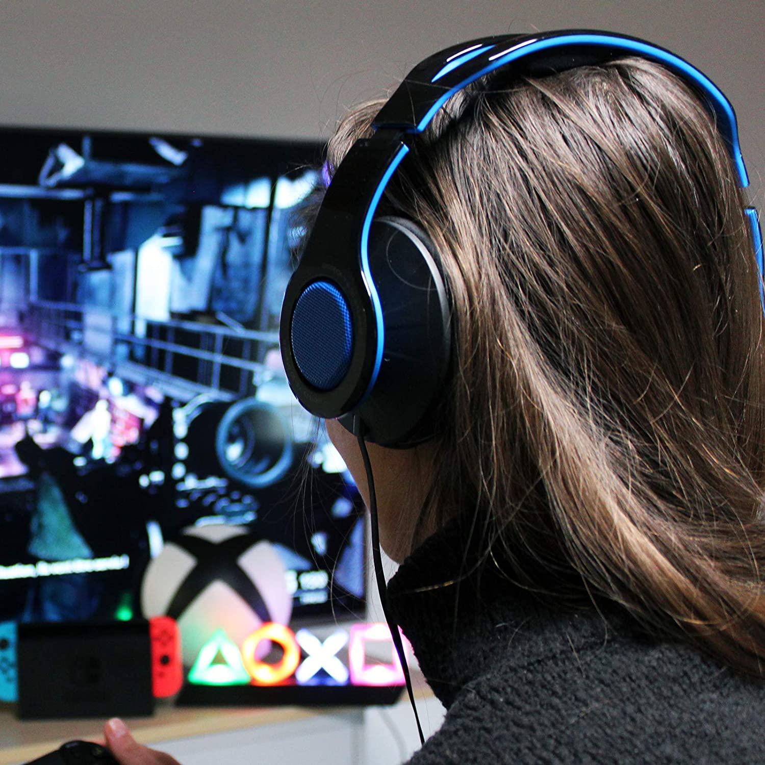 Gioteck - Casque stéréo Game & Go TX30 Bleu Grill pour PS5, PS4, Xbox Series, Xbox One et Mobile - flash vidéo