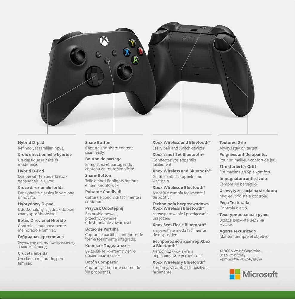 Manette sans fil Xbox Carbon Black pour Xbox Series X|S, Xbox One, Windows 10 et Mobile - flash vidéo