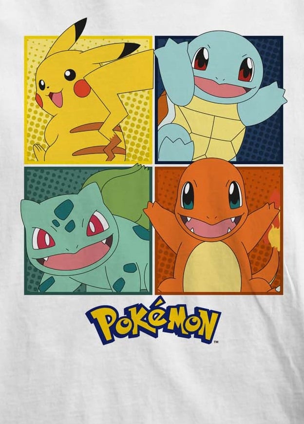 Nintendo - T-shirt Enfant Blanc Pokémon Carrés - 5-6 ans - flash vidéo