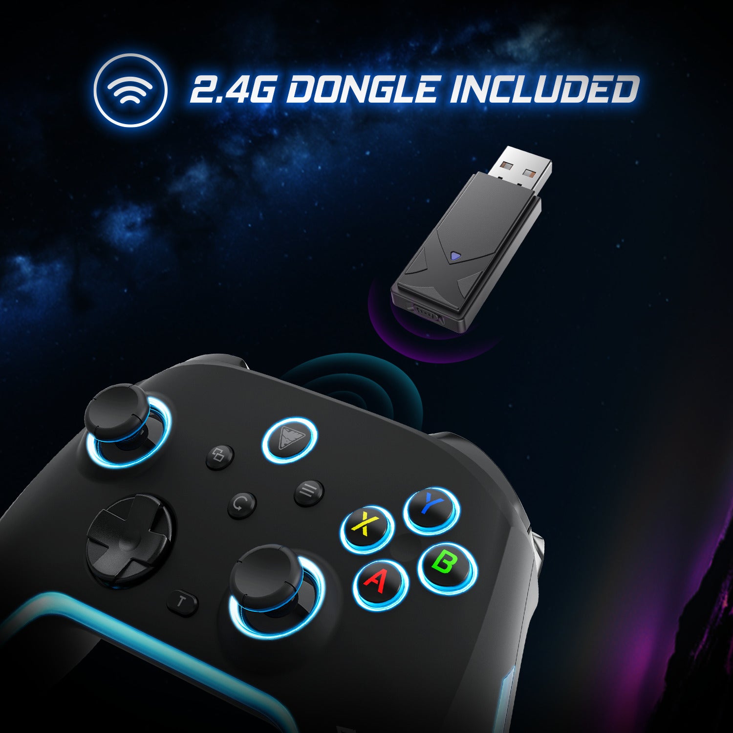 DragonShock - AURORA PLUS - Manette sans fil noire avec support téléphone pour PS3, PC, Android et IOS - flash vidéo