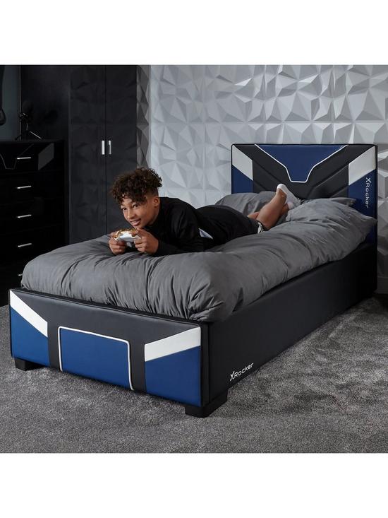 X Rocker - Lit de jeu Cerberus Ottoman Bleu - flash vidéo