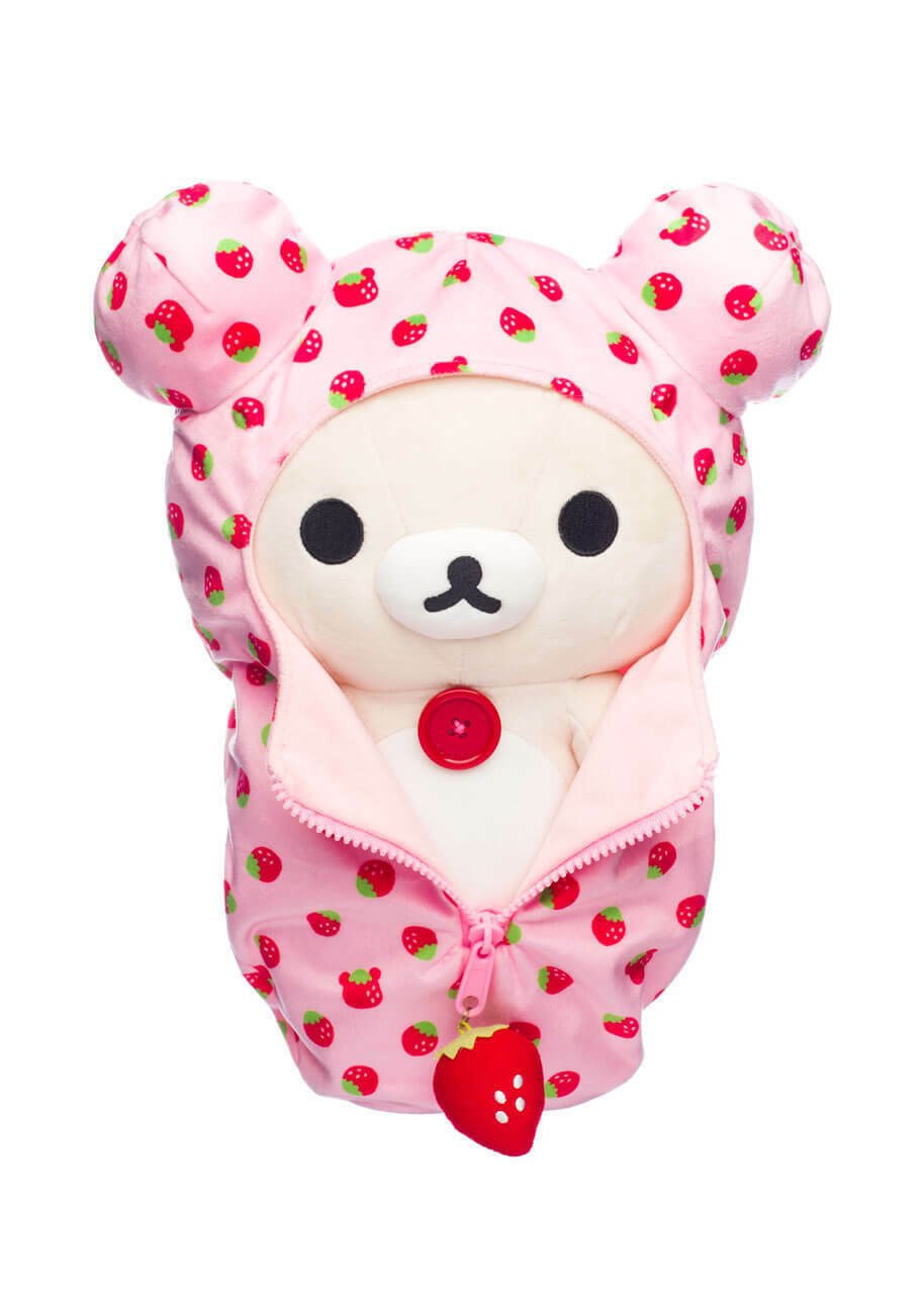 Korilakkuma - Peluche "Sac de couchage à motifs" Medium 34cm - flash vidéo