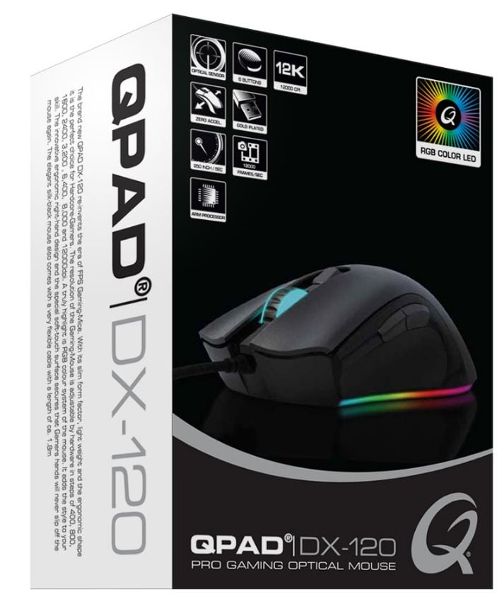 QPAD - DX-120 - 12.000 dpi FPS Gaming Mouse - flash vidéo