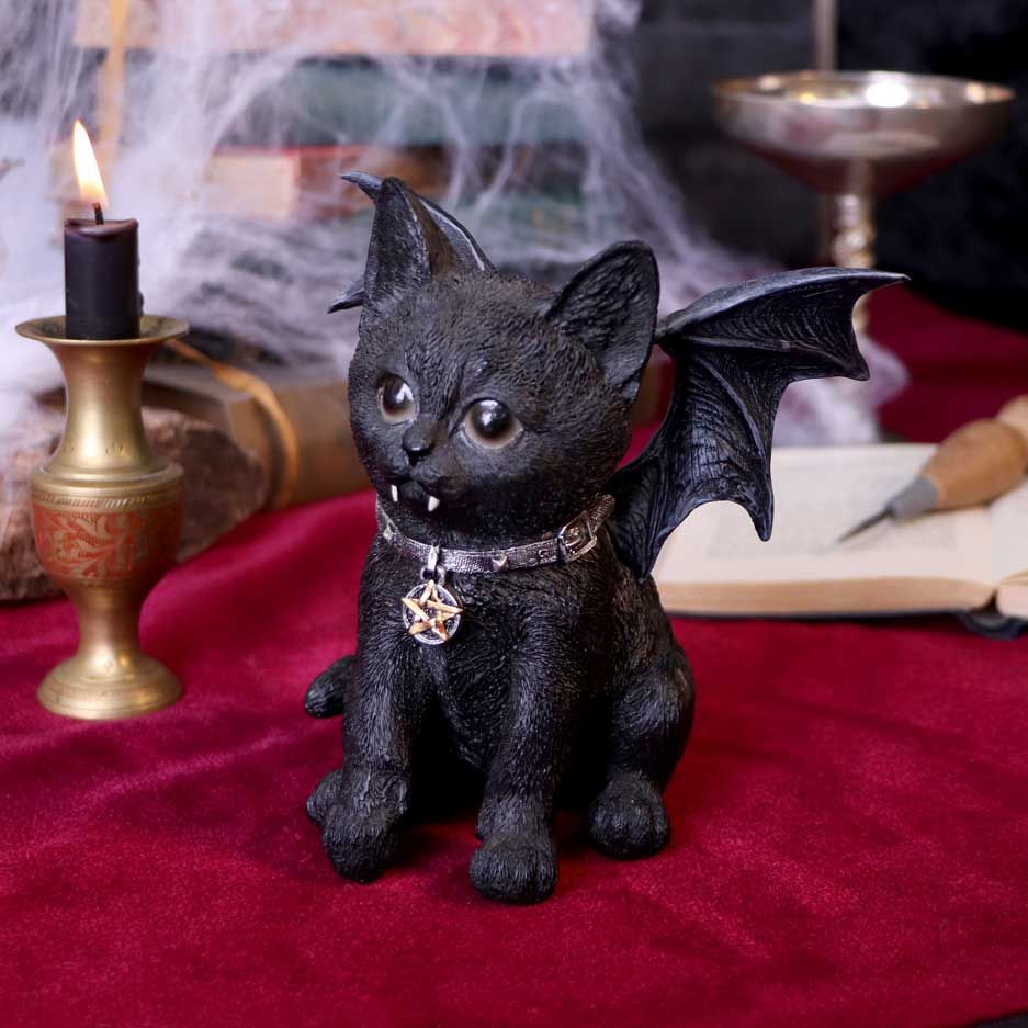 Vampuss - Figurine de chat chauve-souris noir 16cm - flash vidéo