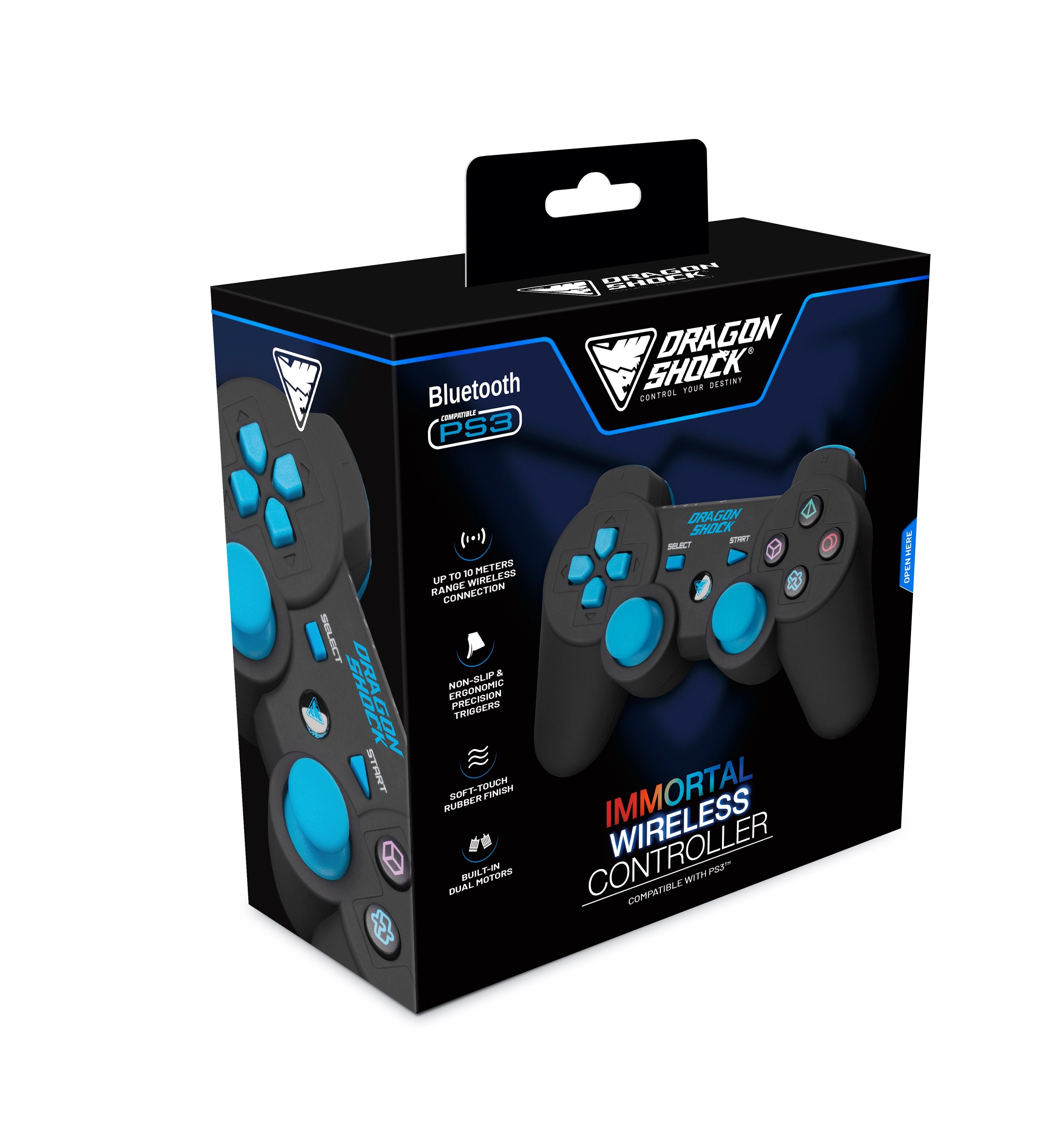 DragonShock - IMMORTAL BT - Manette sans fil Noir pour PS3 - flash vidéo