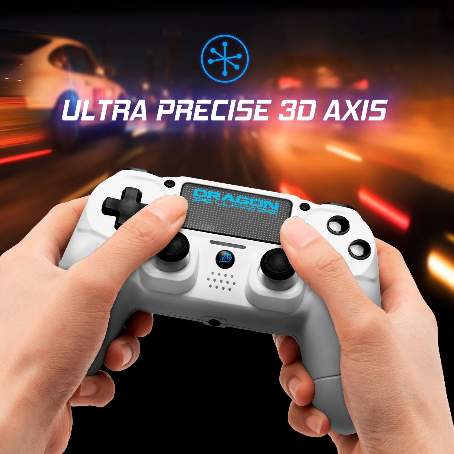 Dragonwar - Manette sans fil Dragon Shock 4 Blanche pour PS4, PC et Mobile - flash vidéo