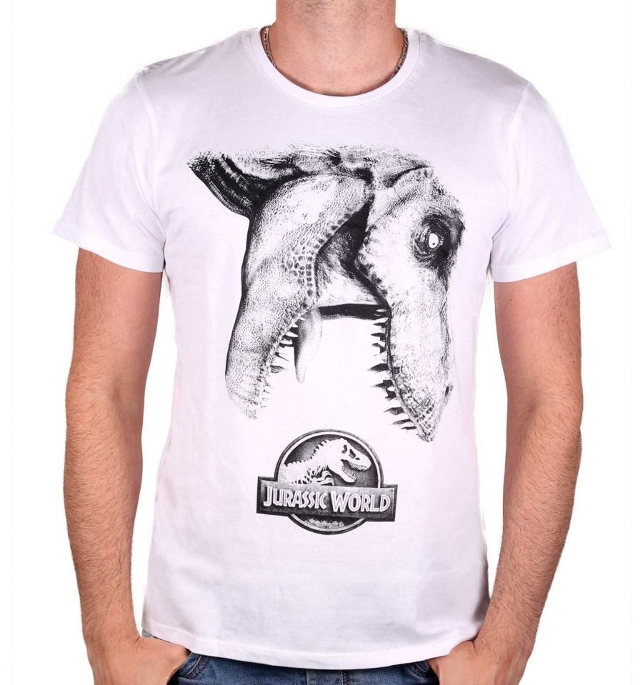 Jurrasic World - Tyrannosaur Logo White T-Shirt XL - flash vidéo