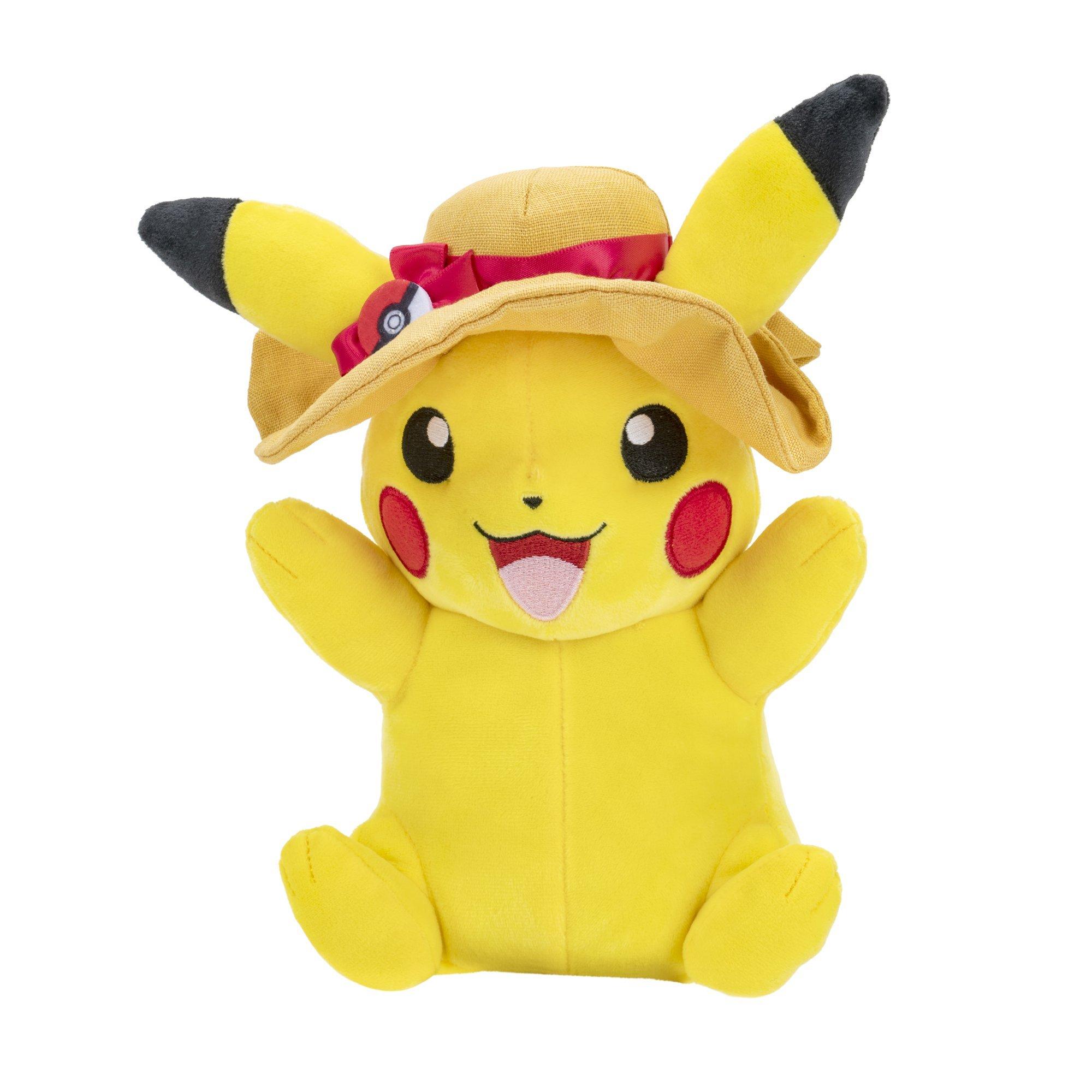 Pokémon - Peluche Pikachu avec un chapeau d'été 20cm - flash vidéo