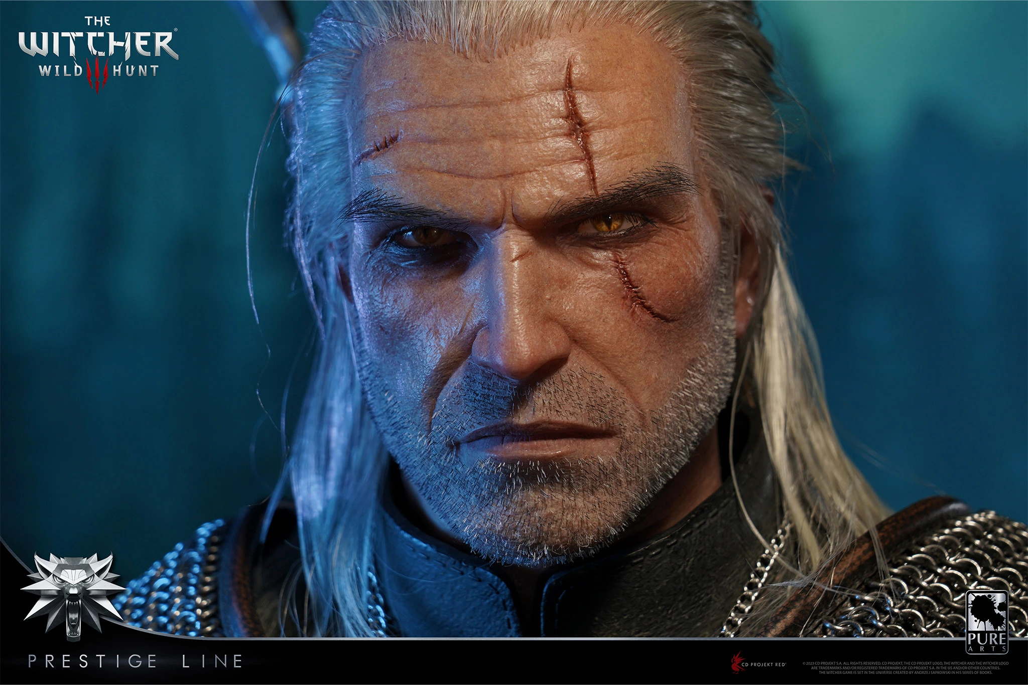 PureArts - 1:2 Scale Statues - Prestige Line - The Witcher 3 - Wild Hunt - Geralt de Riv Statue 110cm - flash vidéo