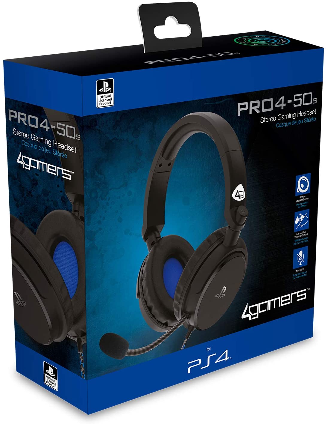 4Gamers - Casque de jeu stéréo filaire PRO 4-50S Noir pour PS5 et PS4 - flash vidéo