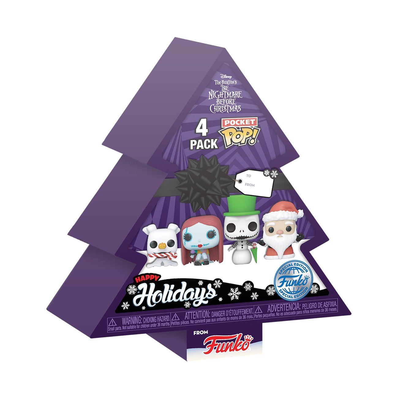 Funko Pocket Pop! Keychain 4-Pack: The Nightmare Before Christmas - Tree Holiday Box - flash vidéo