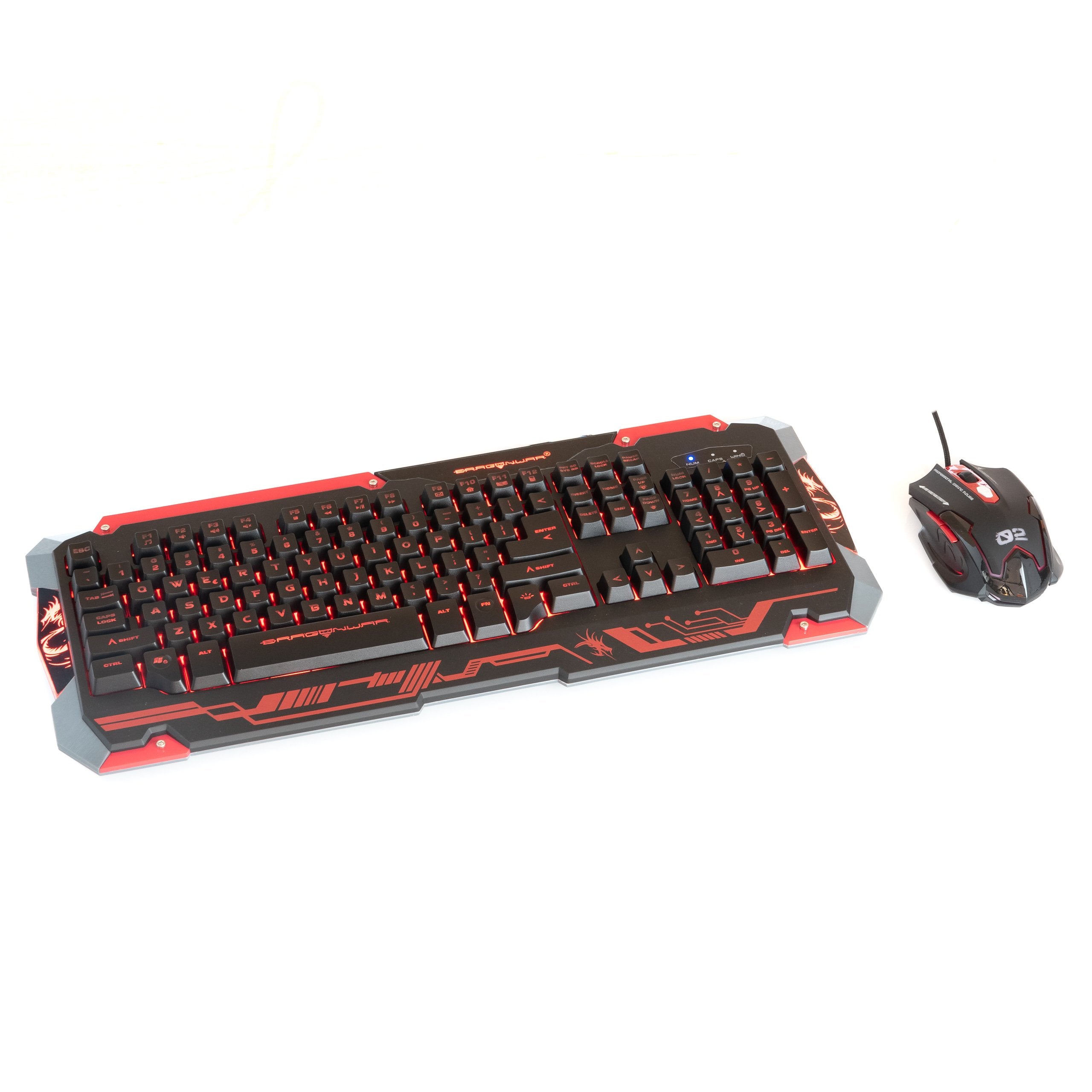 Dragonwar Sencaic Combo LED Gaming Mouse 3200 DPI / 6 boutons + rétro-éclairage Clavier de jeu semi-mécanique noir Qwerty avec 8 touches programmables et numpad - flash vidéo