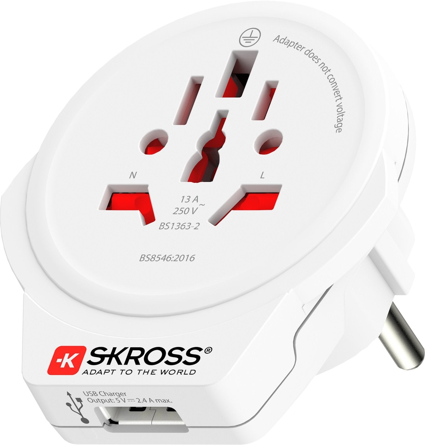 SKROSS - World Travel Adapter with Ground Plugs 6.3A, World to Europe USB 2.4 on top - flash vidéo