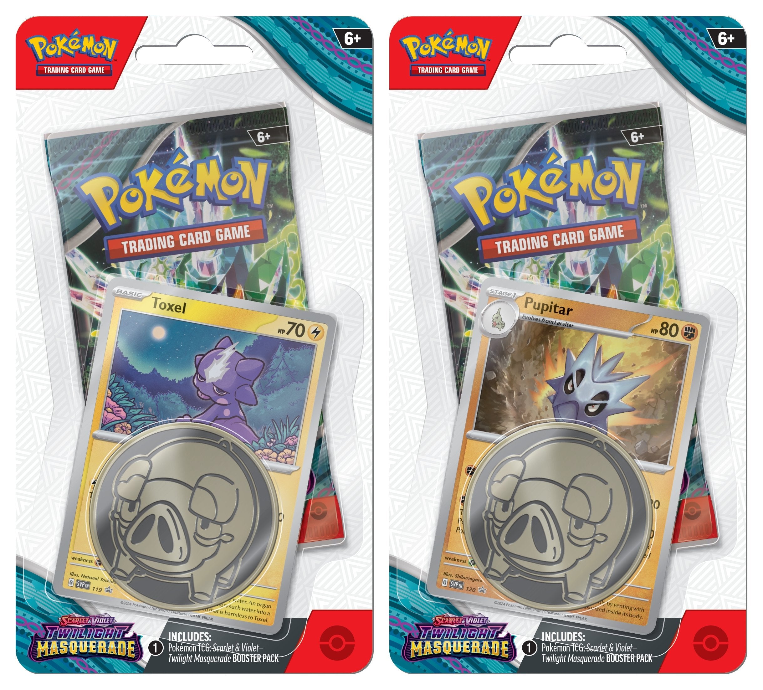 Pokémon TCG - Scarlet & Violet - Twilight Masquerade Checklane Blister Toxel or Pupitar (1x random blister) - flash vidéo
