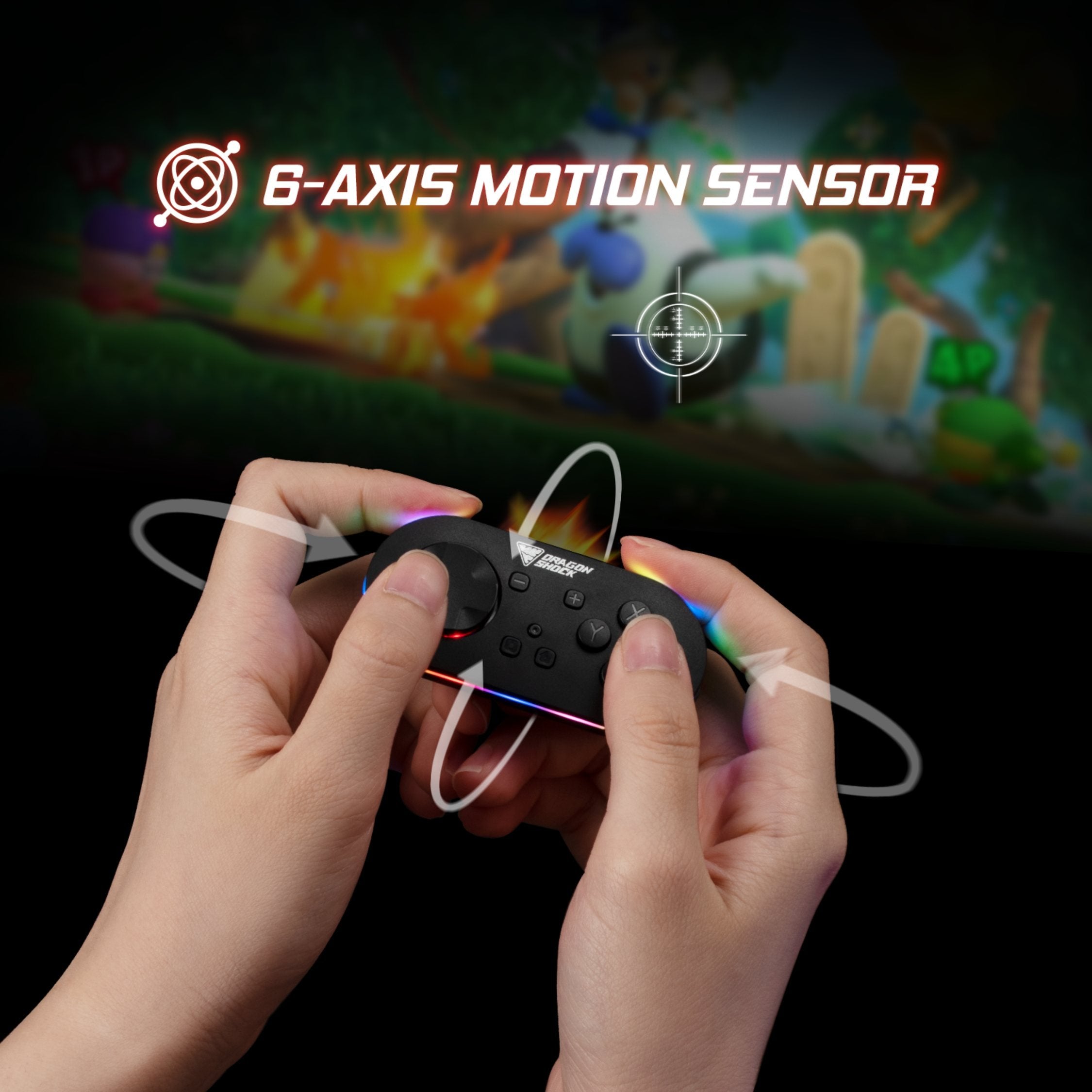 DragonShock - Paire Mini Manettes Sans Fil Glow Fusion et Noire pour Nintendo Switch, Switch OLED, PC, Android et IOS - flash vidéo