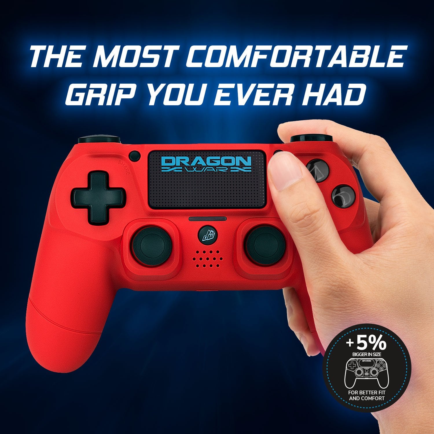 Dragonwar - Manette sans fil Dragon Shock 4 Rouge pour PS4, PC et Mobile - flash vidéo