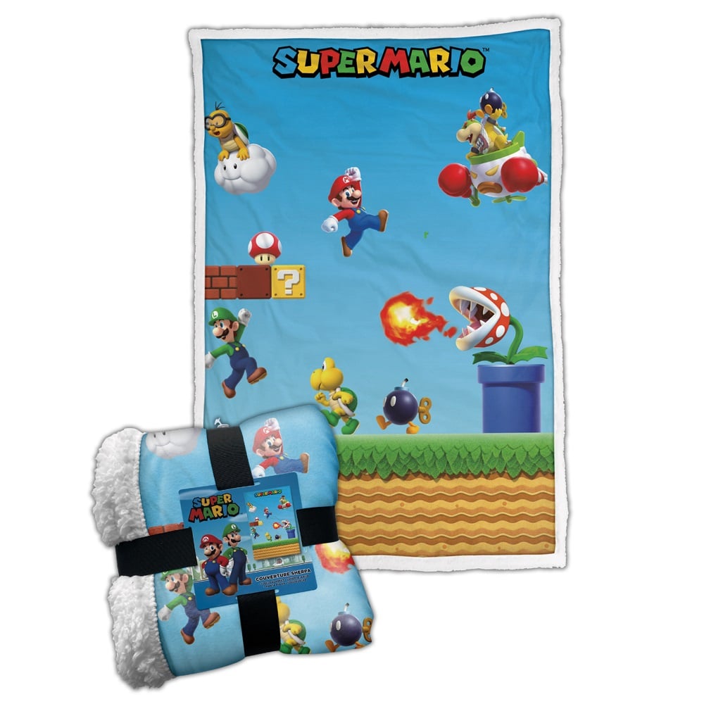 Super Mario - Plaid Sherpa Mario et Luigi (100x150cm) - flash vidéo