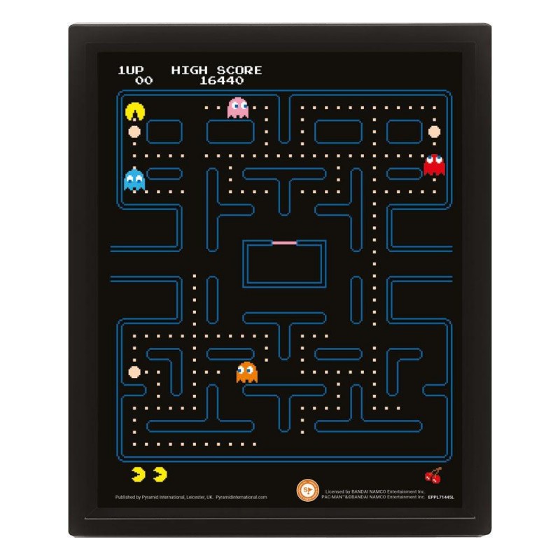 Pac-Man - Affiche lenticulaire 3D Labyrinthe - flash vidéo