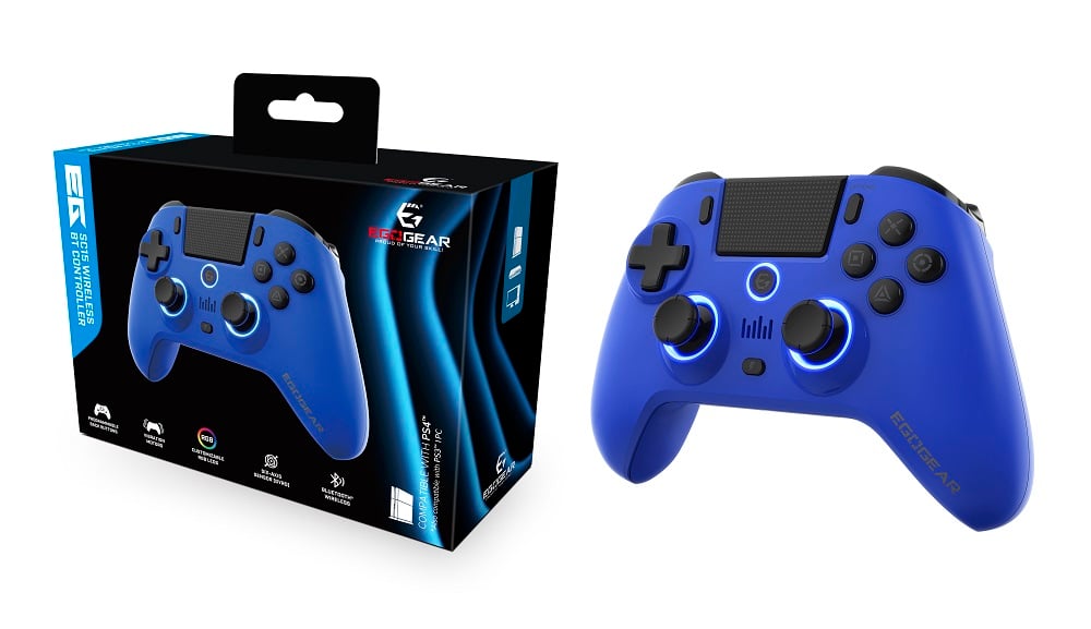 EgoGear - Manette sans fil Bluetooth SC15 Bleue pour PS4, PS3 et PC - flash vidéo