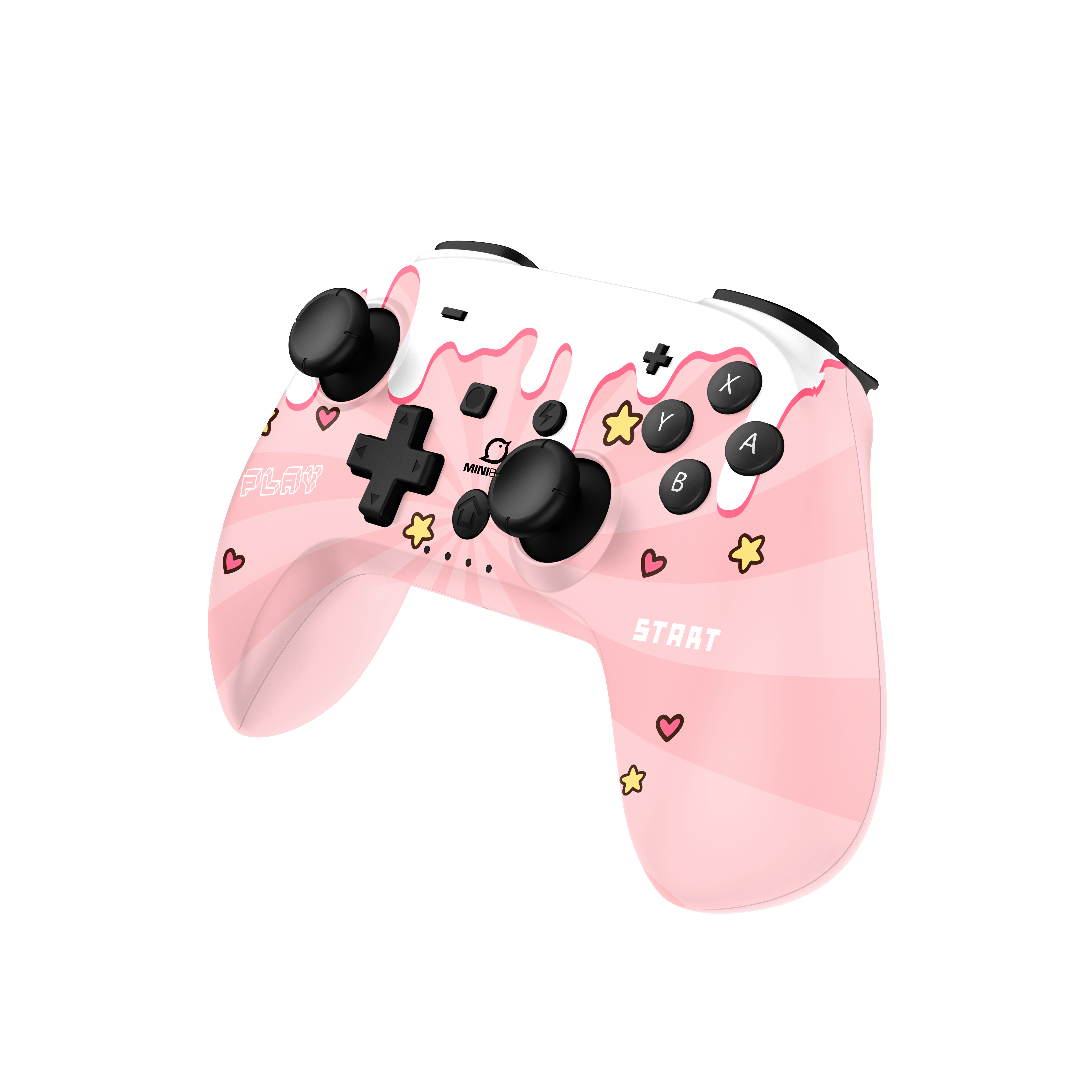 Minibird Pop Top - Manette sans fil Bluetooth "Sweet Pink" pour Nintendo Switch et Switch OLED - flash vidéo