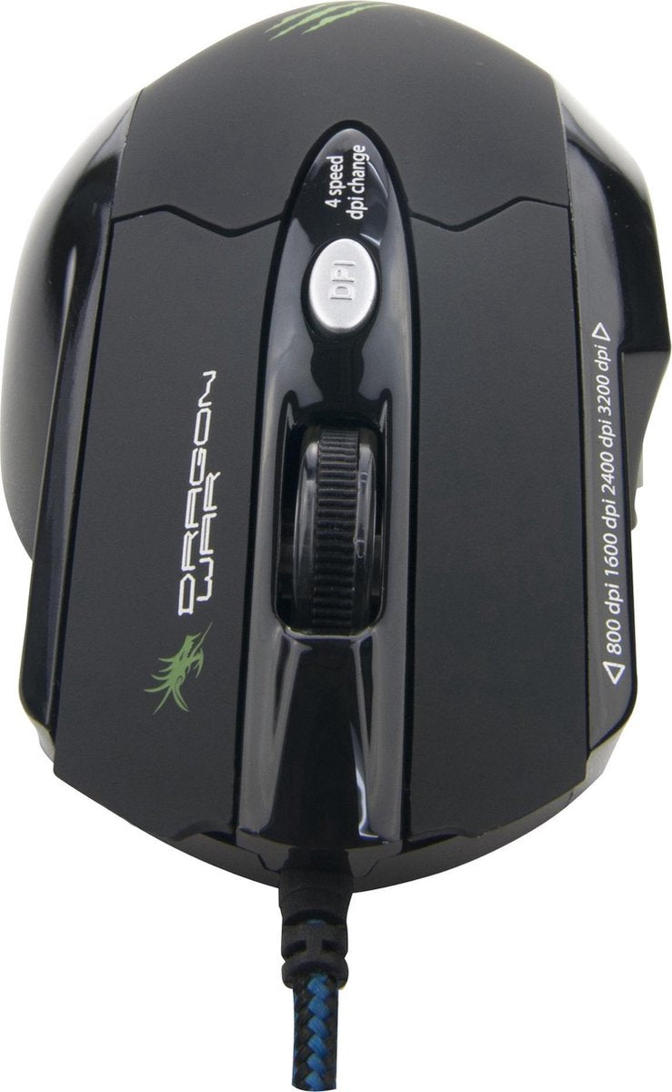 Dragonwar Leviathan 3200DPI Souris de Gaming LED bleu avec 8 boutons - Noir - flash vidéo