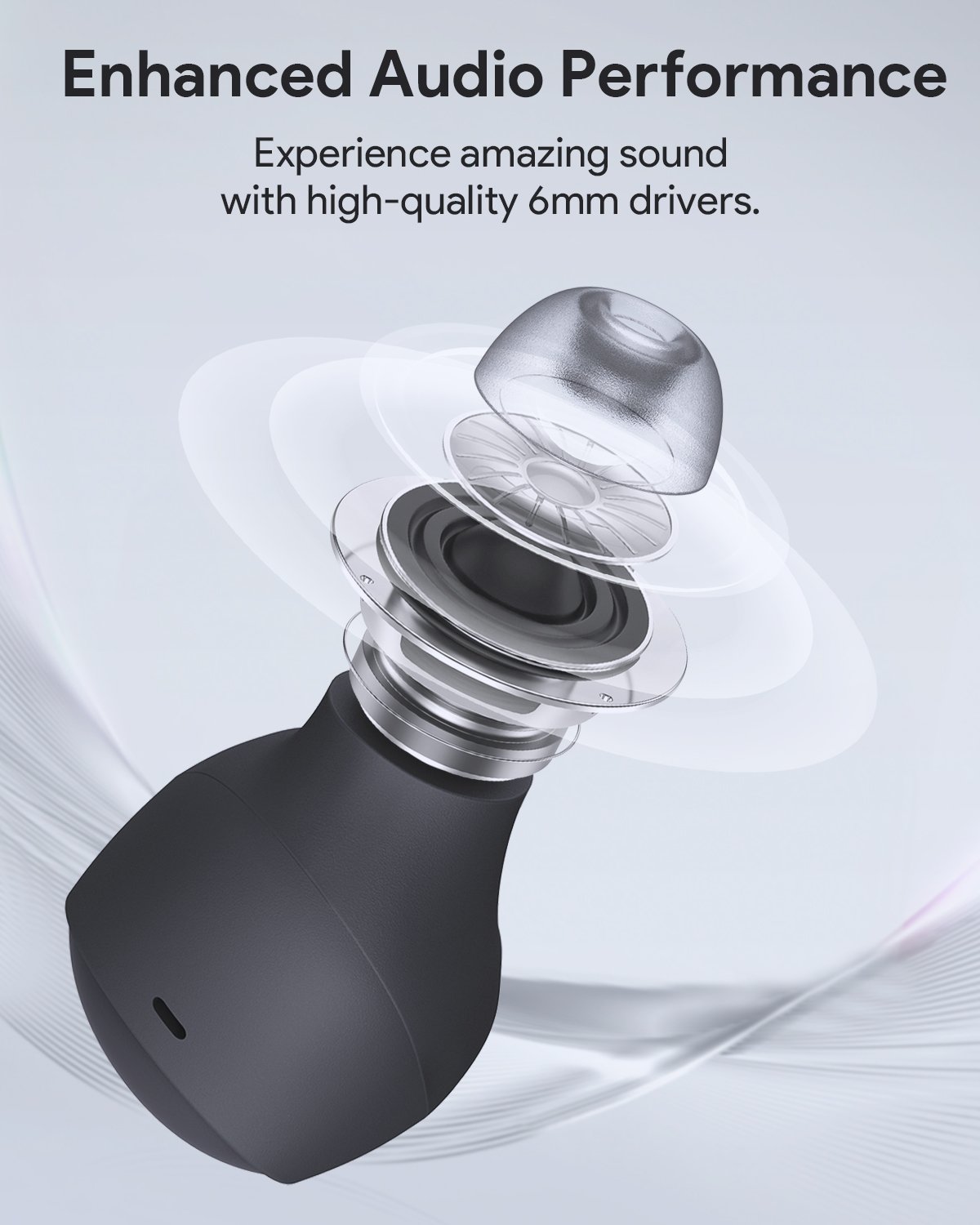 Aukey - Écouteurs sans fil connectés ultra-compacts Noir EP-M3A - flash vidéo