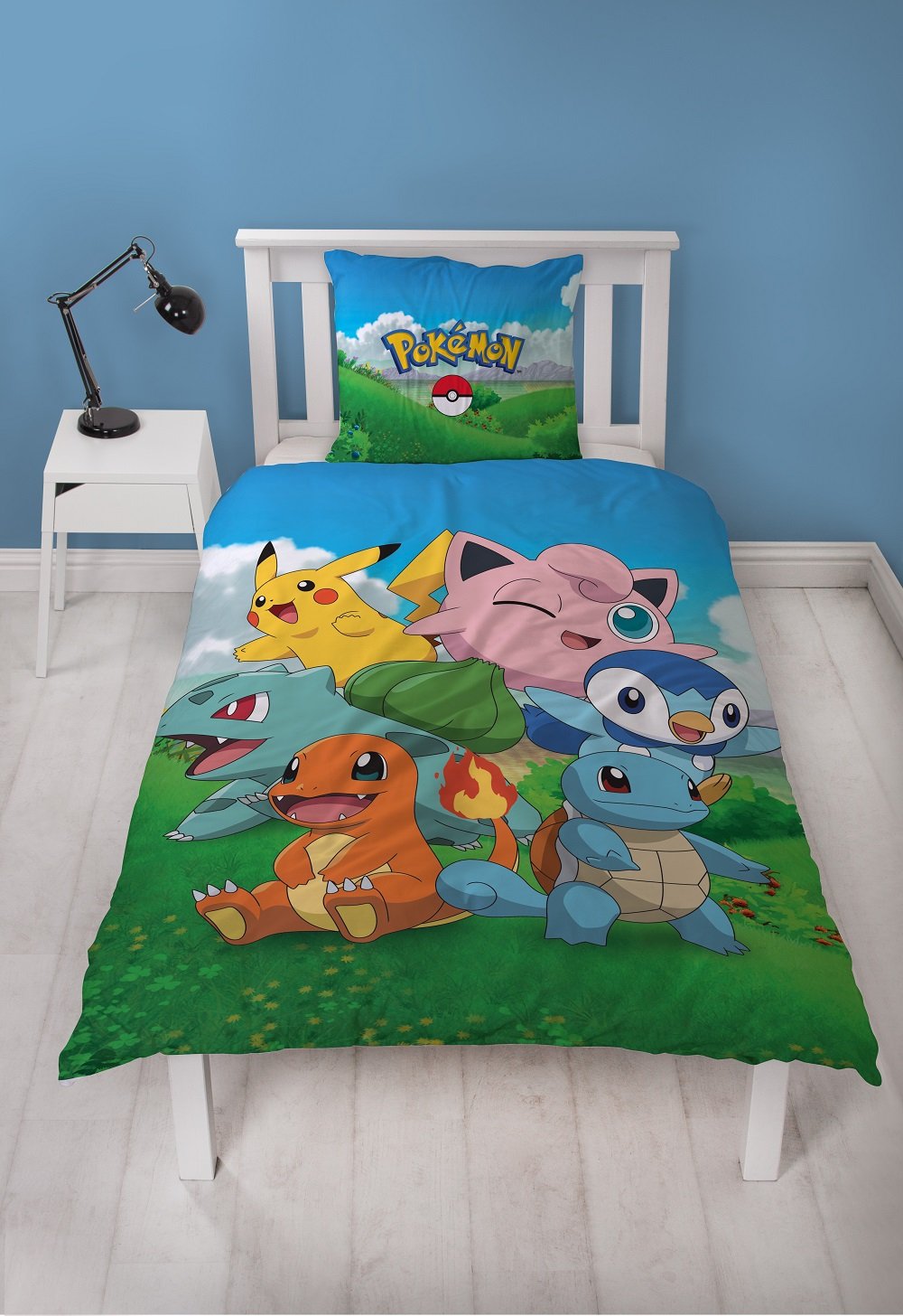 Pokémon - Parure de lit en microfibre Pikachu et ses amis (140x200cm + 63x63cm) - flash vidéo