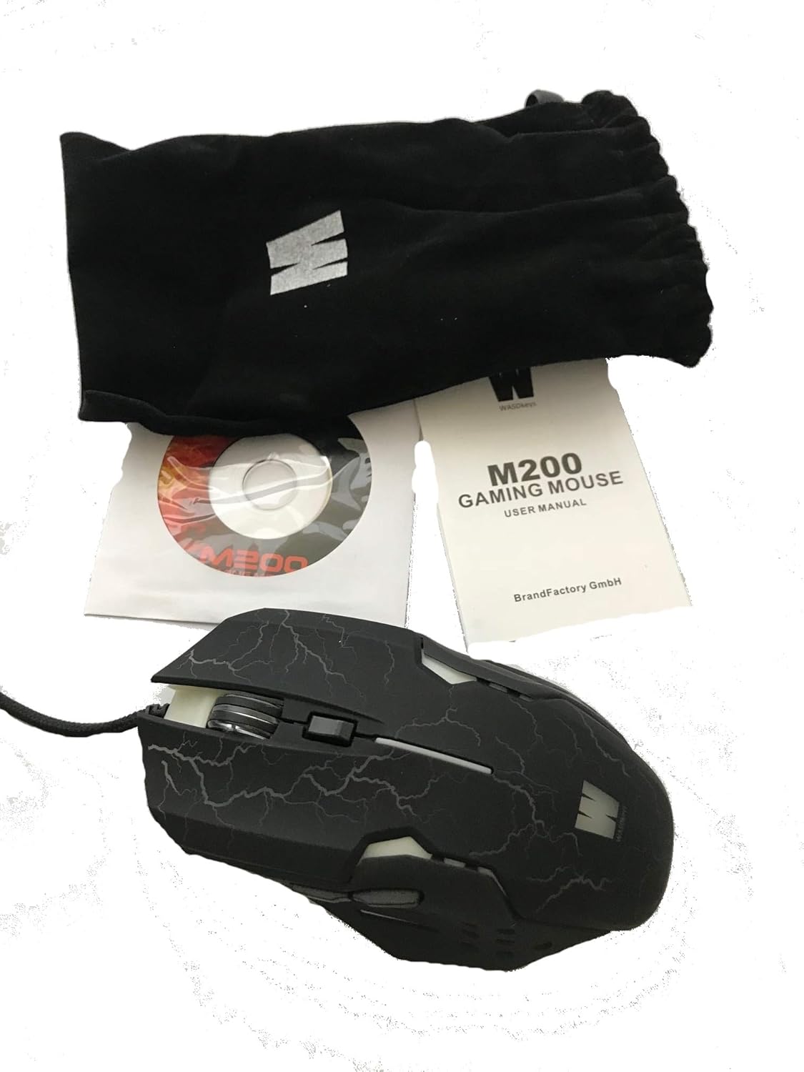 WASDkeys - M200 - Souris de jeu laser filaire RGB noire - flash vidéo