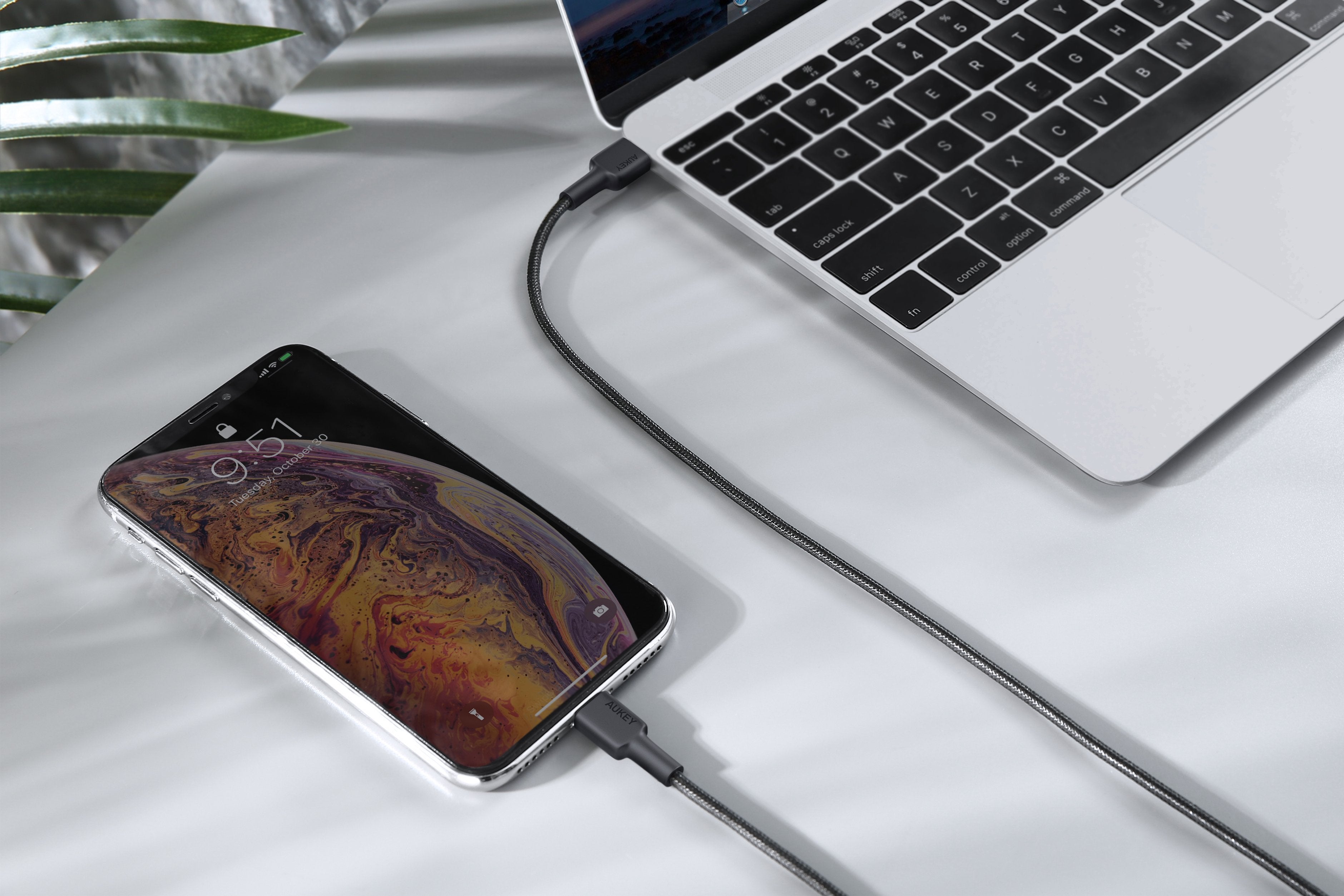Aukey - Câble USB-C vers Lightning CB-CL1 Impulse Series - flash vidéo