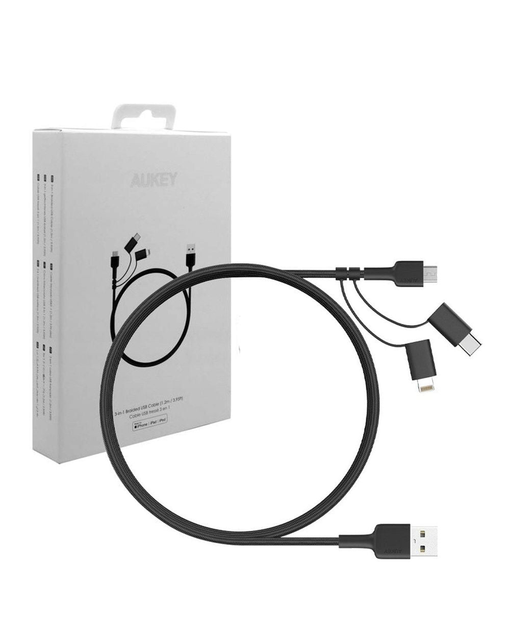 Aukey - Câble USB 3 en 1 CB-BAL5 Impulse Series - flash vidéo