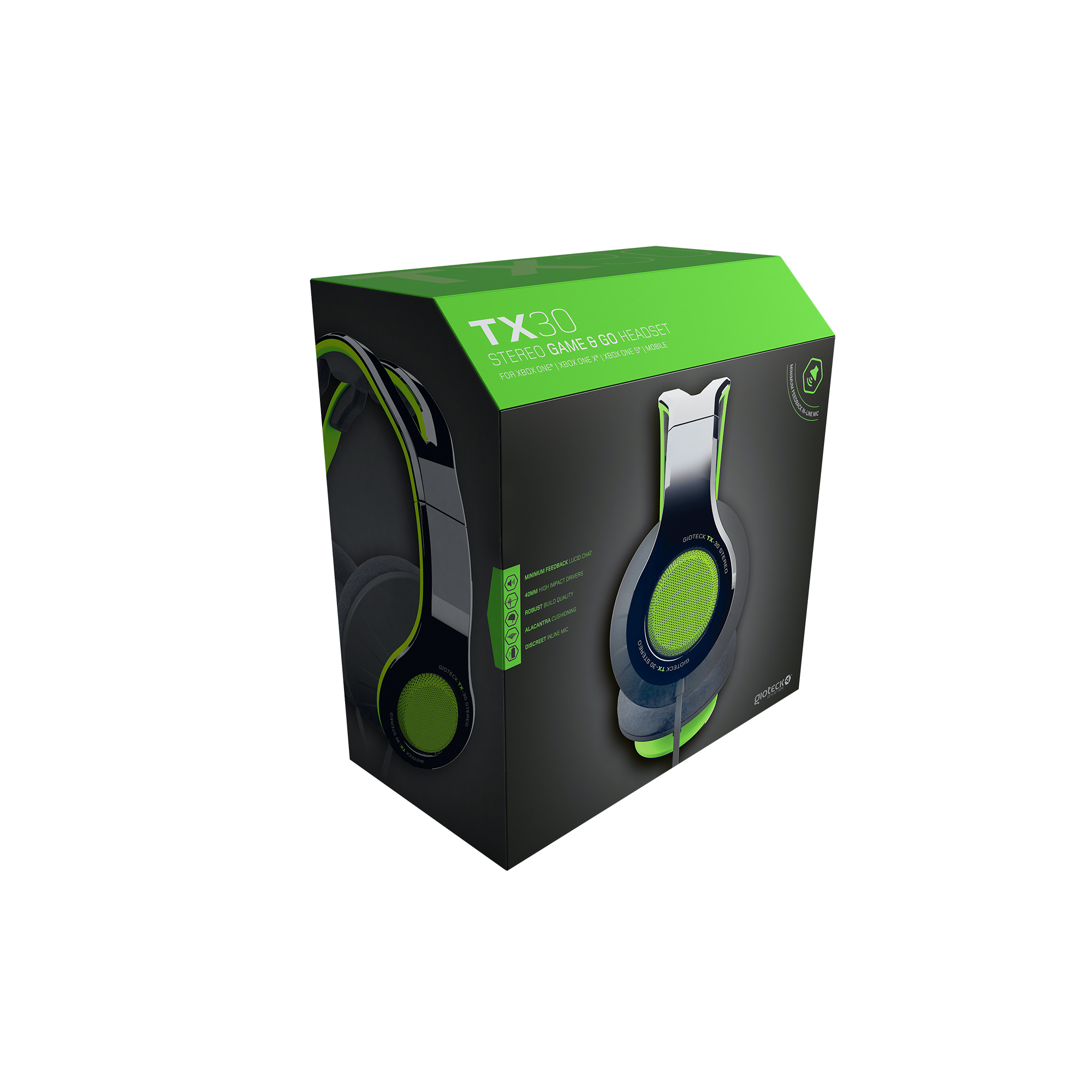 Gioteck - Casque stéréo Game & Go TX30 Vert Grill pour Xbox Series, Xbox One, PS5, PS4 et Mobile - flash vidéo