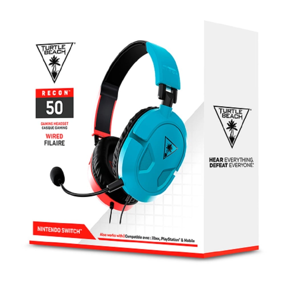 Turtle Beach - Casque de jeu filaire Recon 50 Rouge et Bleu Néon pour Nintendo Switch, Xbox Series X|S, Xbox One, PS5, PS4, PC, Mac et Mobile - flash vidéo