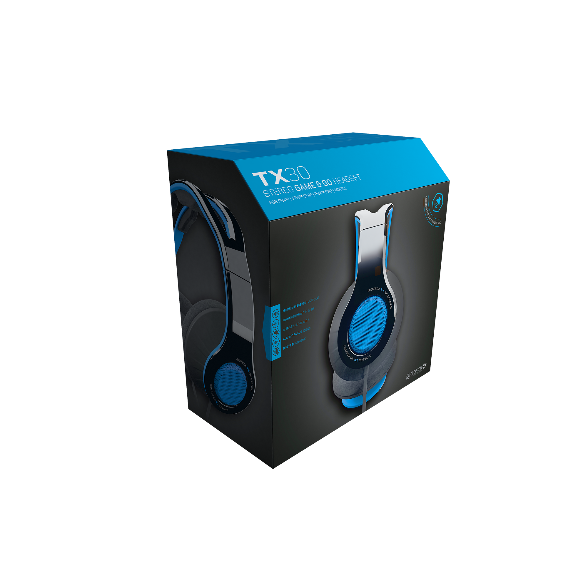 Gioteck - Casque stéréo Game & Go TX30 Bleu Grill pour PS5, PS4, Xbox Series, Xbox One et Mobile - flash vidéo