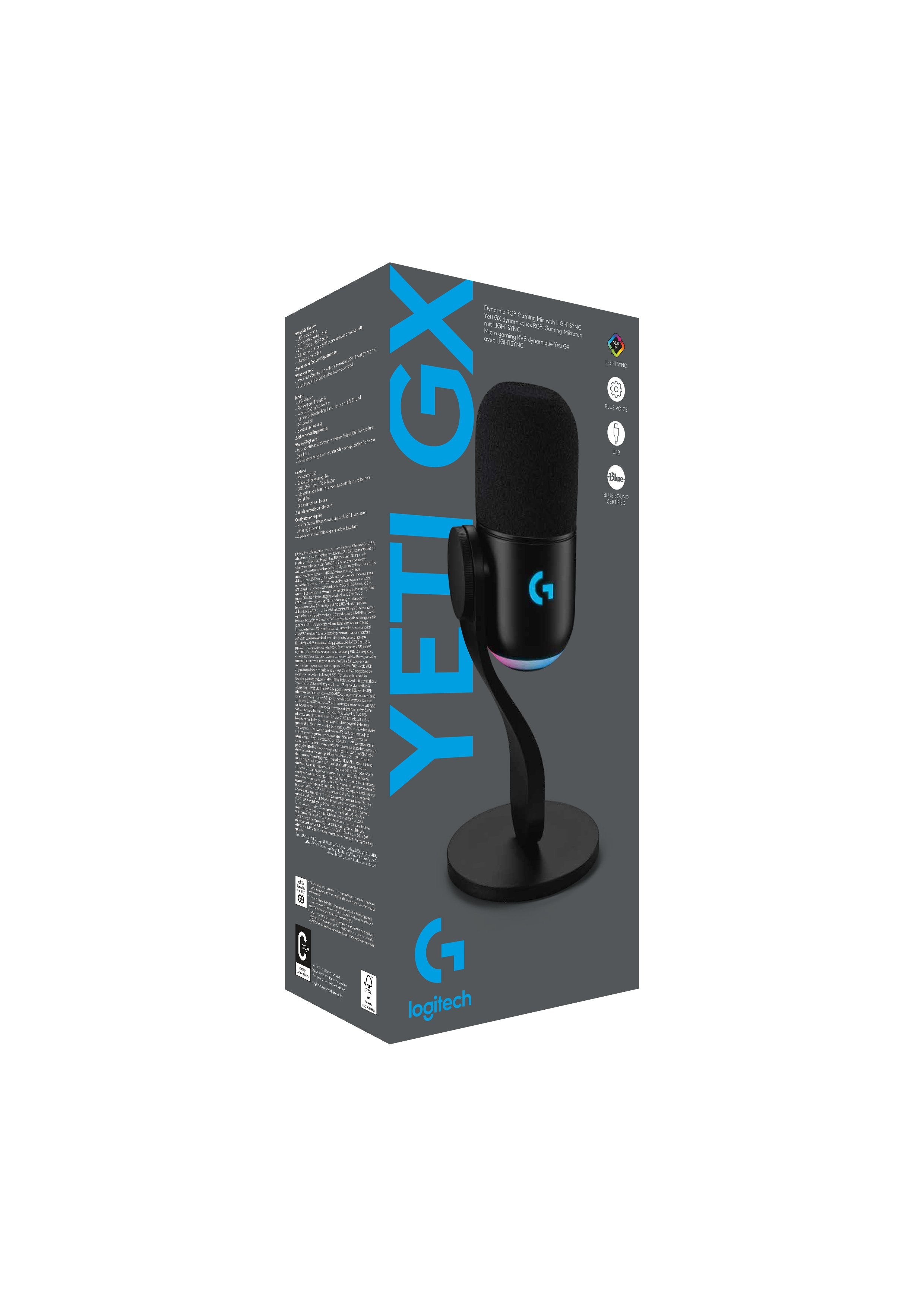 Logitech - Microphone gaming RVB dynamique Yeti GX avec LIGHTSYNC - flash vidéo