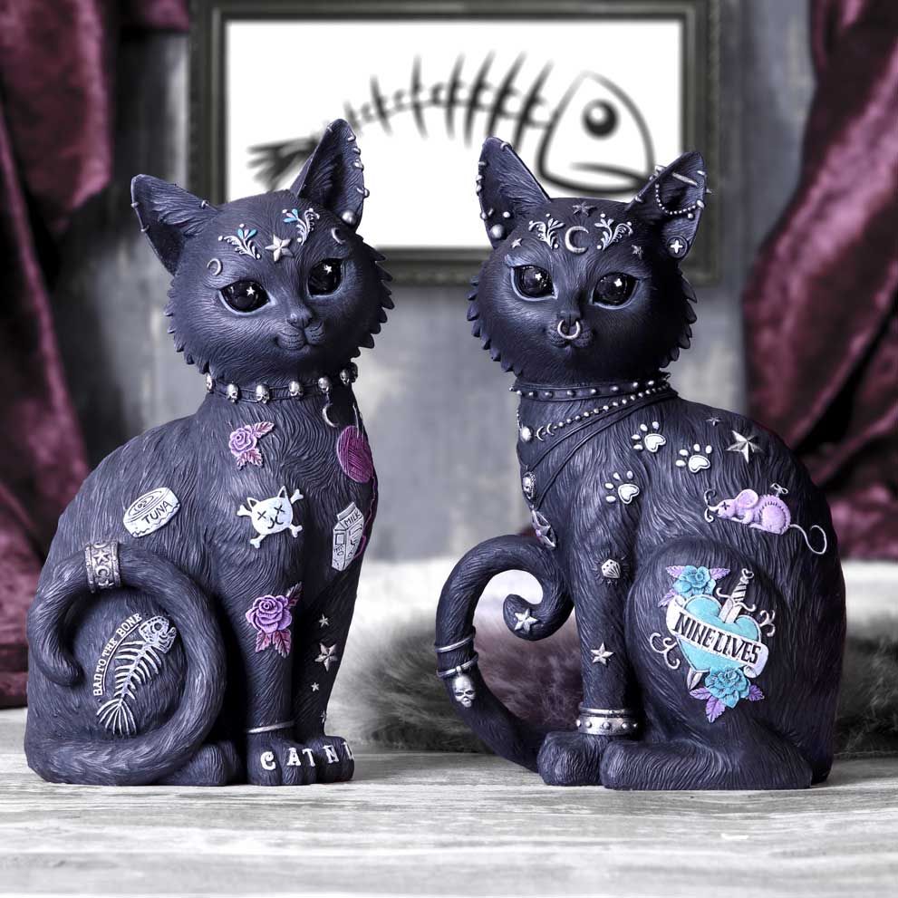 Figurine de Chat "Neuf Vies" 22 cm - flash vidéo