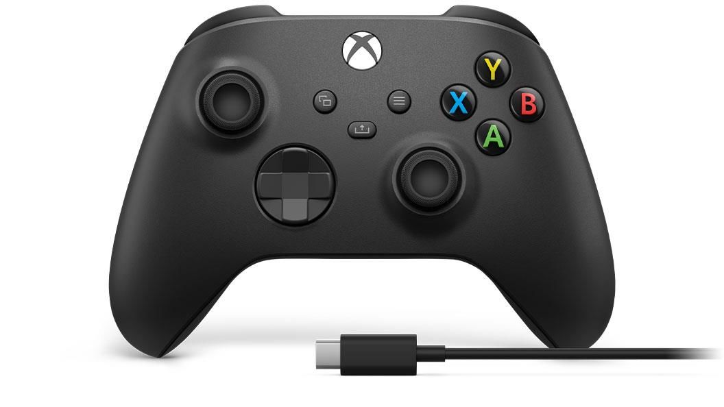 Manette sans fil Xbox Carbon Black + Cable USB-C pour Xbox Series X|S, Xbox One, Windows 10 et Mobile - flash vidéo