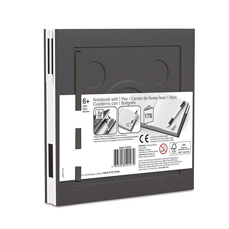 Cahier verrouillable Lego avec stylo gel - Noir - flash vidéo