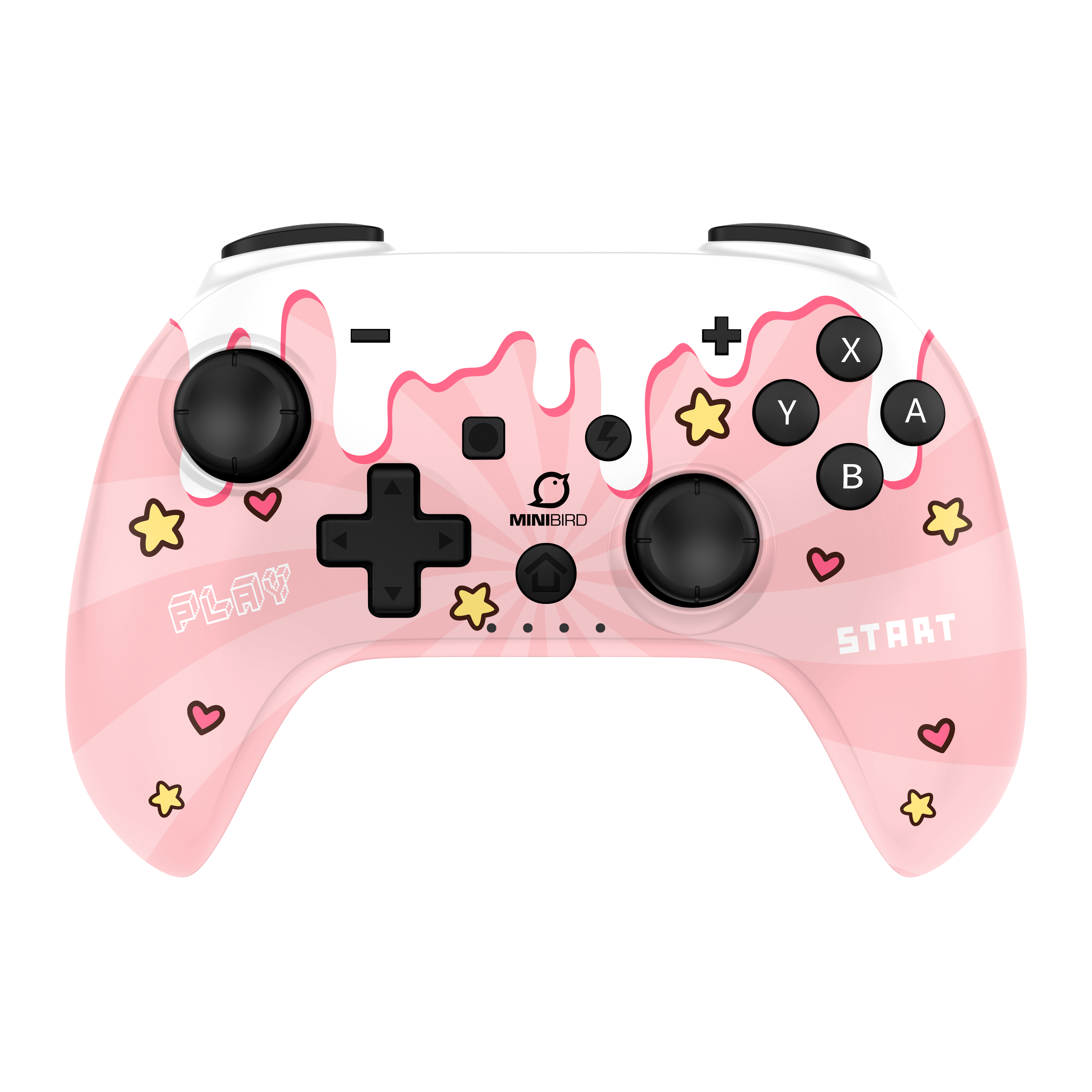 Minibird Pop Top - Manette sans fil Bluetooth "Sweet Pink" pour Nintendo Switch et Switch OLED - flash vidéo