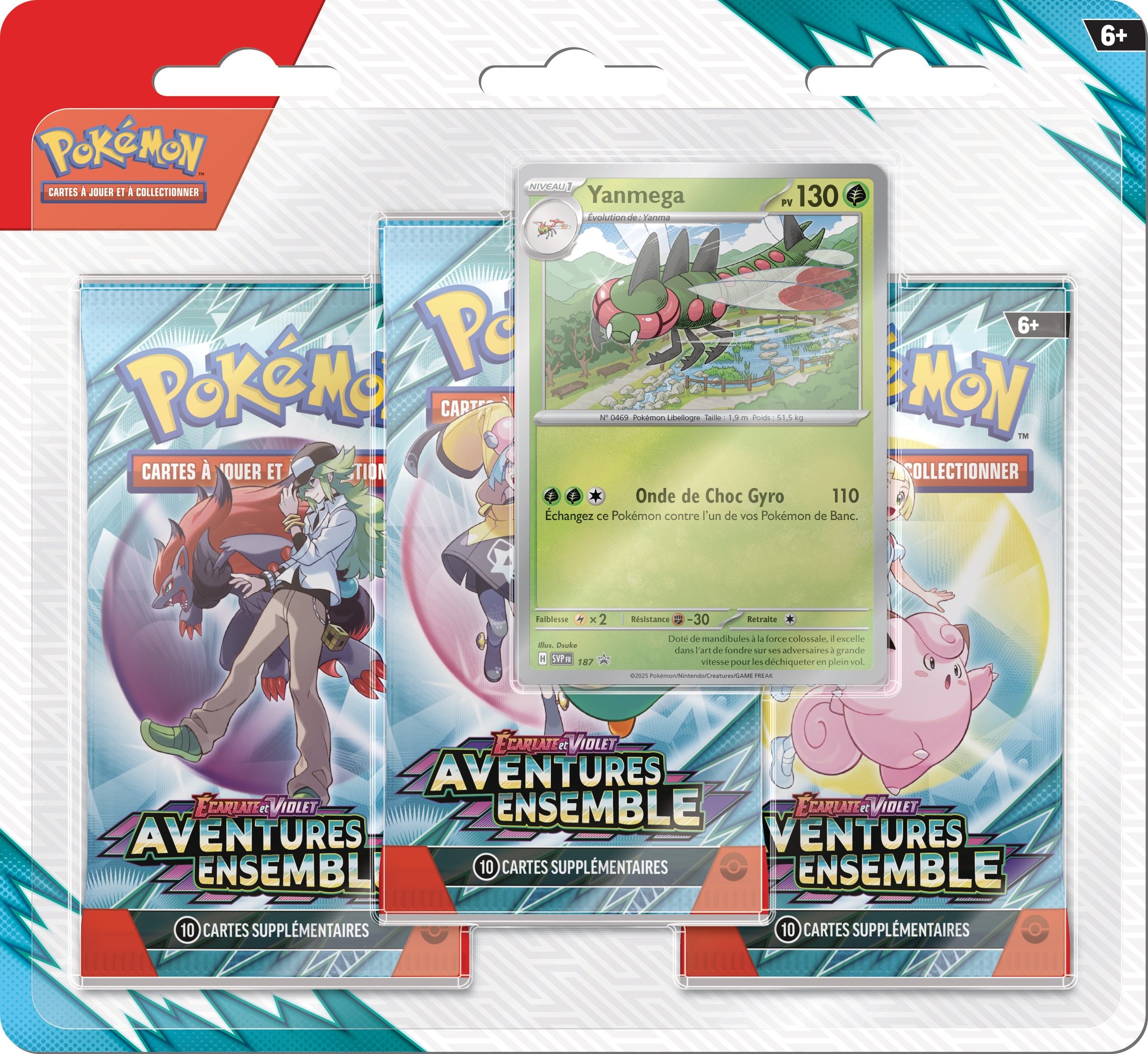Pokémon JCC - Écarlate et Violet - Pack Blister de 3 Boosters EV09 Aventures Ensemble Baggaïd ou Yanmega (1 Booster aléatoire) - flash vidéo