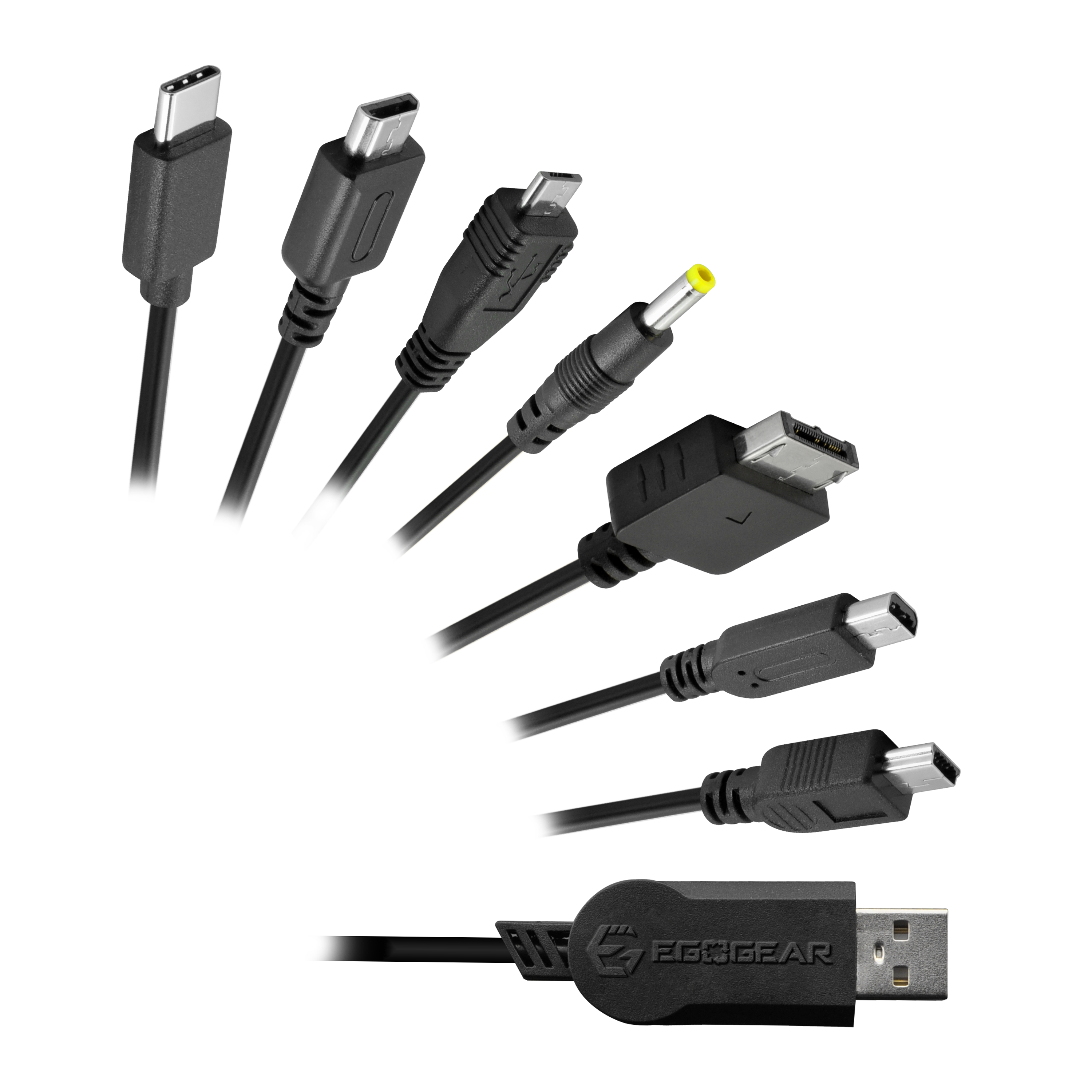 EgoGear - Câble de charge 7 en 1 SCH7 avec chargeur rapide Euro USB pour consoles, manettes, mobile et tablettes - flash vidéo