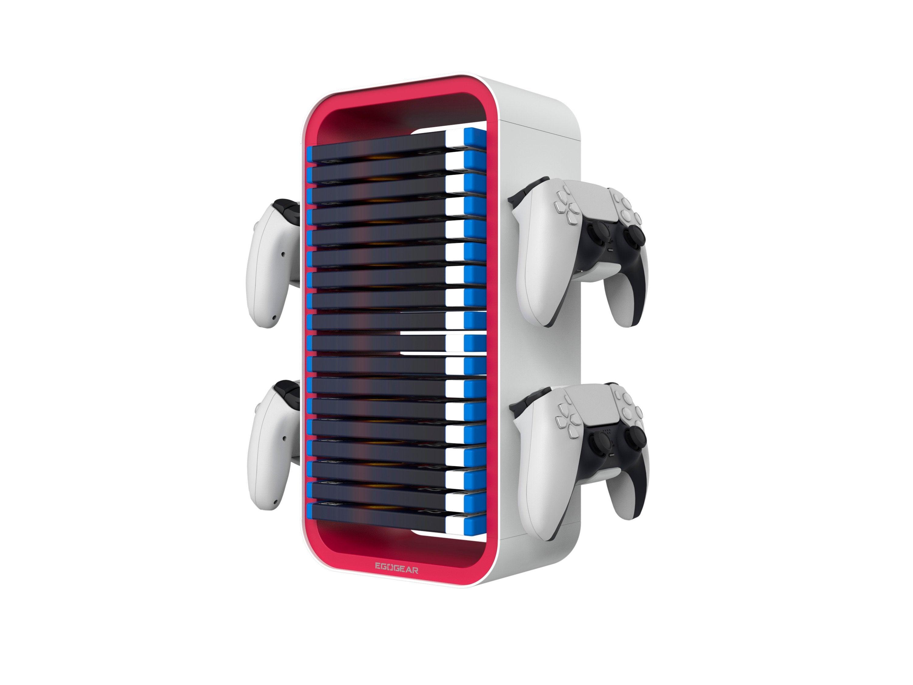 EgoGear - SSR10 - Station d'accueil rouge et blanche pour manette et présentoir de jeu pour Nintendo Switch, Switch OLED, PS4, PS5, Xbox One et Xbox Series X|S - flash vidéo