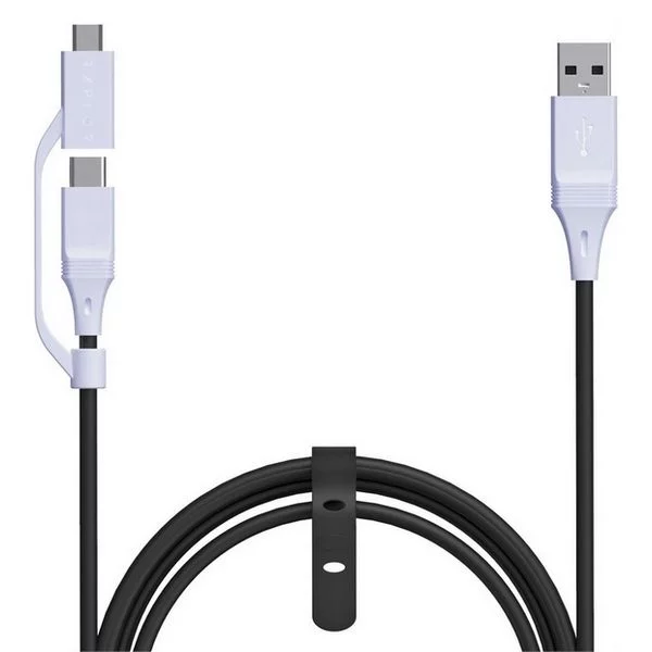 Raptor Gaming - Câble USB-C Play & Charge Blanc de 2.75m CC200 pour PS5, Xbox Series X|S, Nintendo Switch et Mobile - flash vidéo