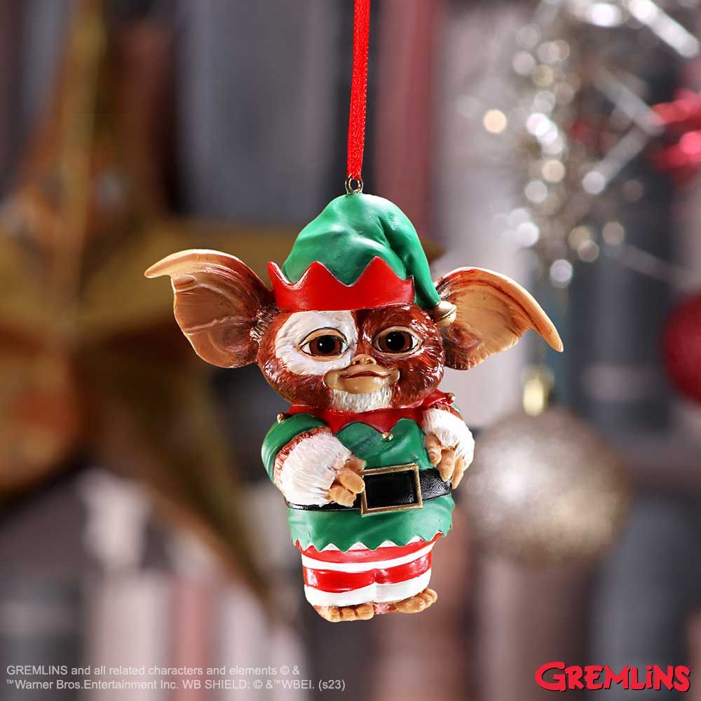 Gremlins - Décoration à suspendre Gizmo en lutin de Noël 9.5cm - flash vidéo